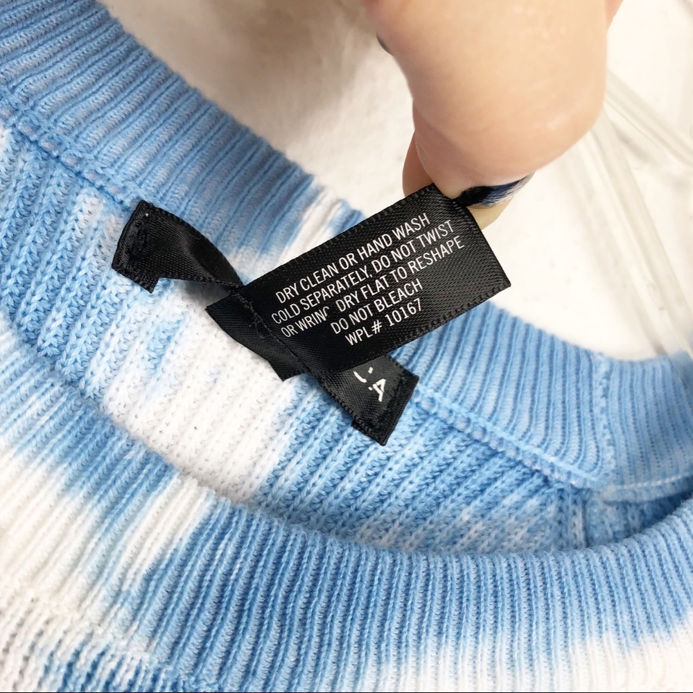 Aqua Cloud Tie Dye Long Sleeve Ribbed Crewneck Sweater - Picture 5 of 8
